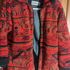 Vintage ZEPLA Fleece Jacket, Aliens Teddy Bears Houses Print, Zip Front Ski Wear