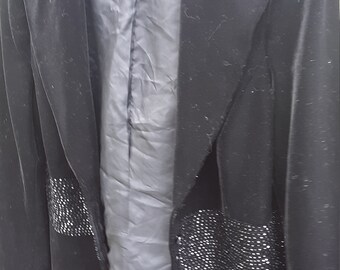 SPRING SALE Elegant ADRIANNA Papell Vintage Evening jacket & DRESs, Black Velvet, beaded jet, stretch  size 12