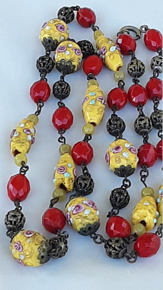 1900s ANTIQUE Venetian murano GLass lampwork NECK… - image 1