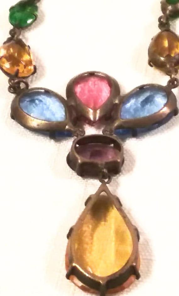 Edwardian Paste Glass Necklace: Antique Multi-Gem… - image 1
