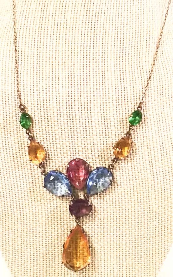 Edwardian Paste Glass Necklace: Antique Multi-Gem… - image 2
