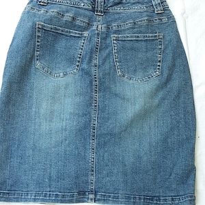 Vintage 90s Denim Skirt: St John&#39;s Bay Distressed Blue Jean, Size 10