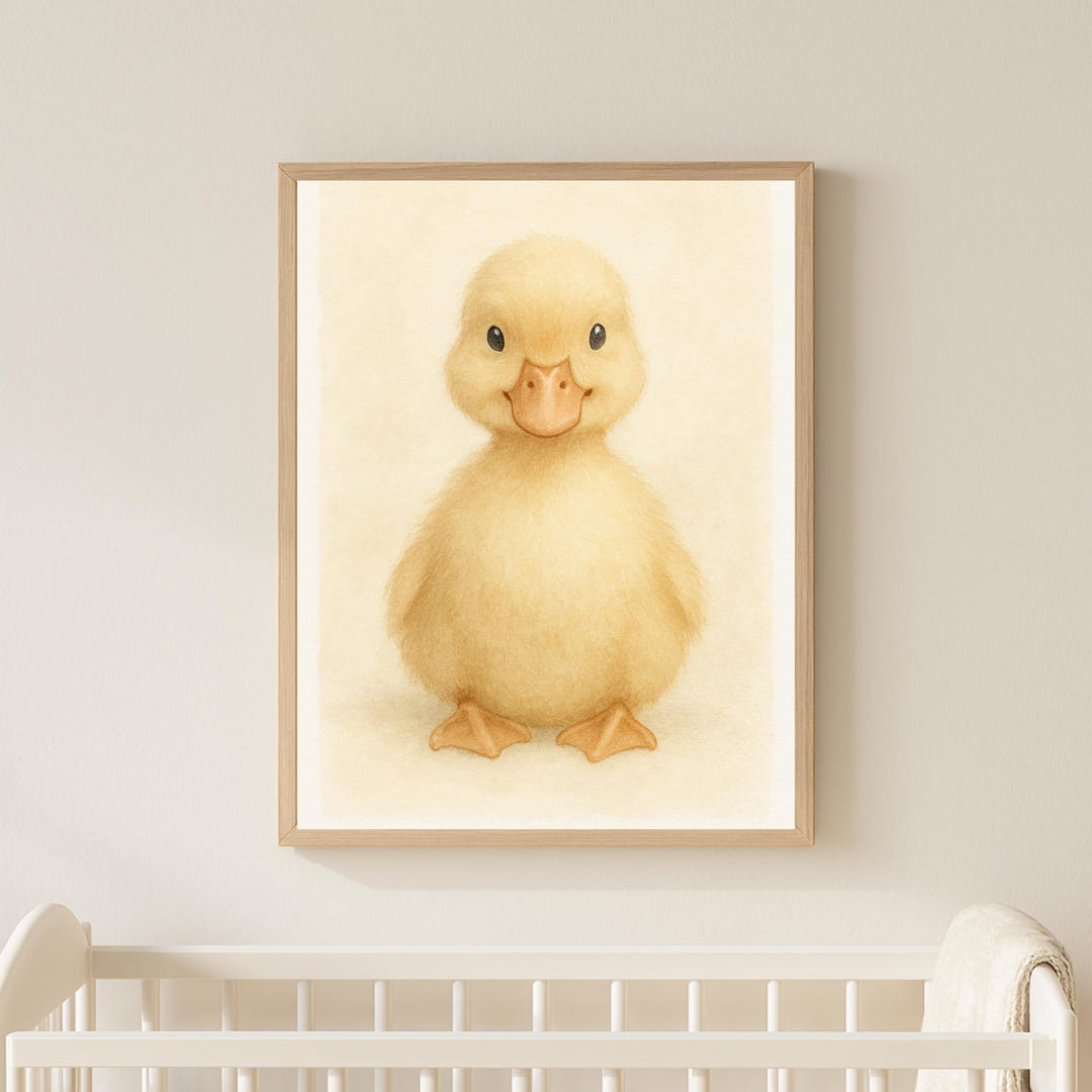 Baby Duck Nursery Wall Art Printable, Neutral Farm Animal Decor, Gender ...