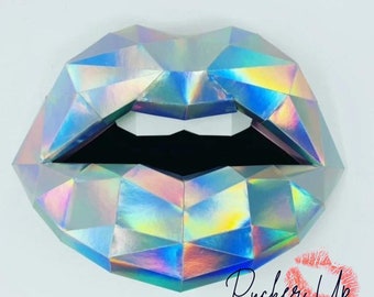 Holographic Paper Lips Wall Art for Office or Salon |  3D Wall Sculputre |Modern Abstract Wall Art | Home Decor | Paper Art | Retro Inspired