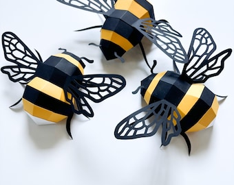 Paper Bee Decor for Walls of Home Office or Salon|  Wall Art for Bee Lover| Disco Wall Art|  3D Hanging Wall Art Statement Decor