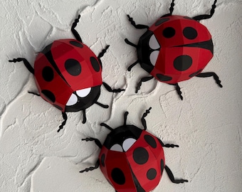 Décoration de coccinelle en papier pour les murs du bureau à domicile ou du salon |  Décoration murale pour coccinelle| Décoration murale disco|  Décoration murale 3D à suspendre