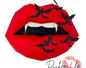 Vampire Paper Lips | Wall Art  | Salon Decor| Office Art|  Fashion Lover | Gift for Makeup Artist | Halloween Lover |Spooky Decor |Paper Art