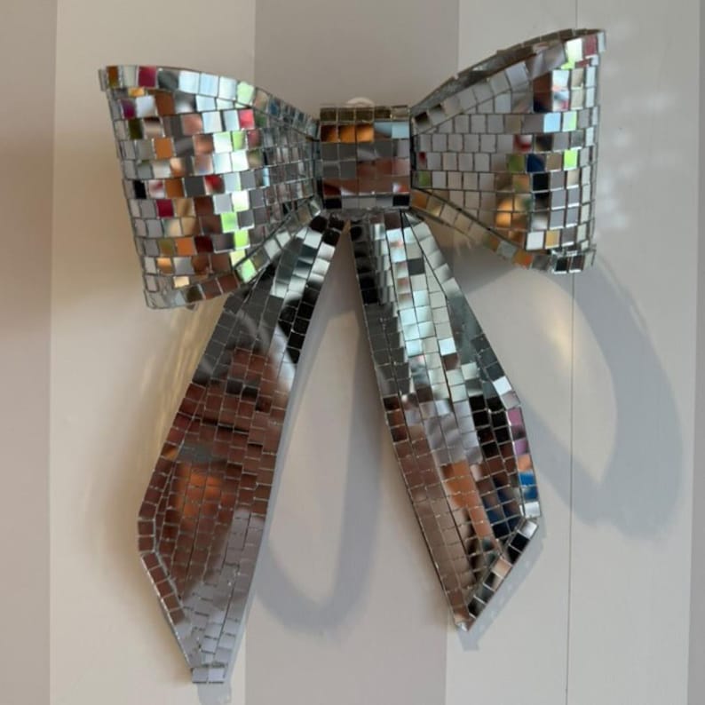 Mirrored Tiled Disco Paper Bow Wall Art for Home Office or Salon ...