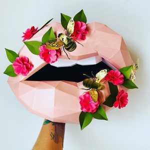 Paper Lips Garden flower Art for Home Office or Salon |  Fashion Lover | Gift for Makeup Artist