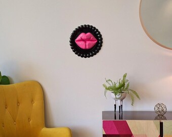 Lip Cement Circle Wall Art| Wall Decor for Home or Office|  Home Decor|  3D Lip Art