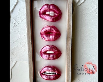 Framed Cement Lip Wall Art Decor for Home or Office | Statement Art Decor | Lip Lover Wall Art | Hand made Art