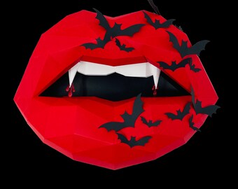 Paper Lips Vampire inspired   Wall Art for Home Office or Salon |  Fashion Lover | Gift for Makeup Artist