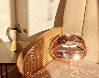 Mini Mirrored Tiled Disco Paper Lip Wall Art for Home Office or Salon | Gift for Makeup Artist | 3D Wall artistry décor | disco art