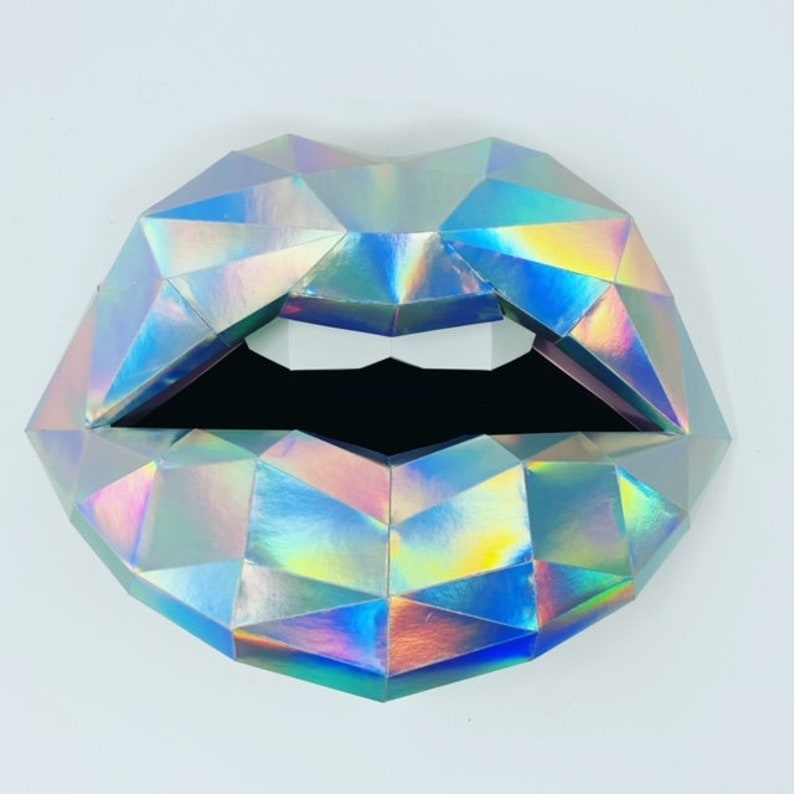 Paper Lips Holographic Wall Art for Home Office or Salon Fashion Lover Gift for Makeup Artist image 1