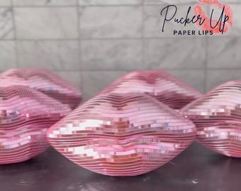 Mirrored tiled sitting lips | Disco lip art decor for home or office | Lip Sculpture art for shelf | Disco tile lip sculpture for gift