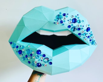 Paper Lips crystalized  Wall Art for Home Office or Salon |  Fashion Lover | Gift for Makeup Artist