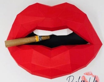 Paper Lips Red lips Wall Art for Home Office or Salon | Fashion Lover |Gift for Makeup Artist | 3D Wall art decor for office | Lip sculpture