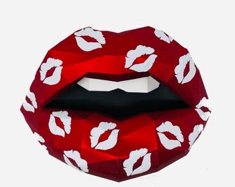 Paper Lips Kisses Wall Art for Home Office or Salon |  Fashion Lover | Gift for Makeup Artist