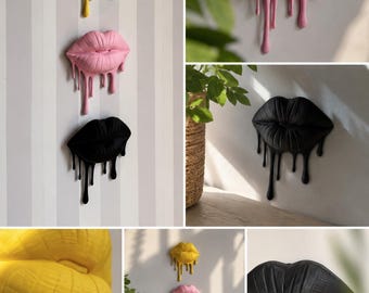 Melting Lips 3D Wall Art Sculpture | Botox Lips | Office Decor | Pop Art | Fun Melting Wall Sculpture  | Drippy Pop Art