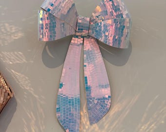 Mirrored Tiled Disco Paper Bow Wall Art for Home Office or Salon |  Fashion Lover | Gift for Makeup Artist | 3D Wall art decor | disco art