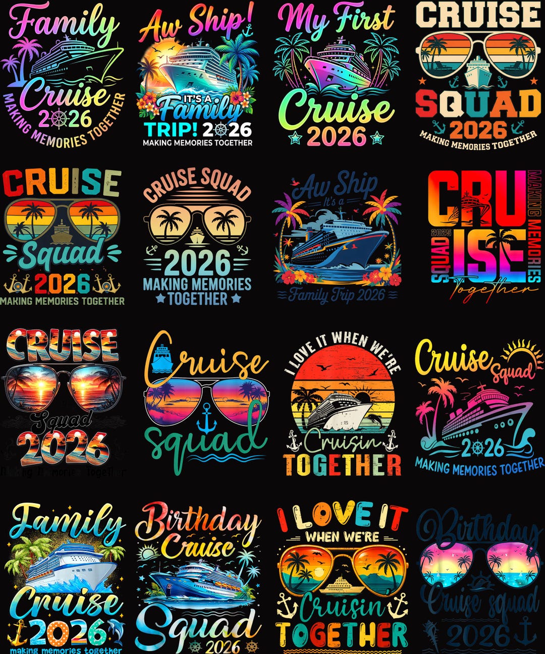 Cruise 2026 PNG Bundle | Family Cruise Trip PNG | Birthday Cruise ...