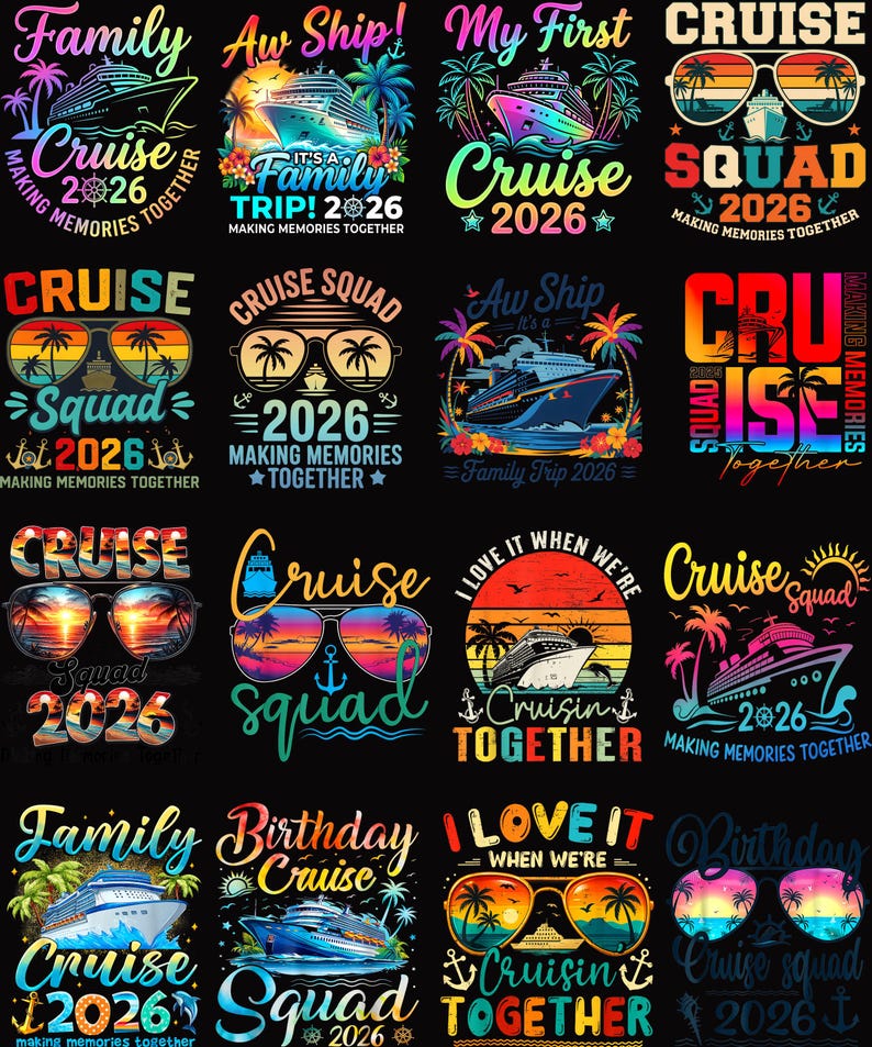 Cruise 2026 PNG Bundle | Family Cruise Trip PNG | Birthday Cruise ...