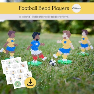 Football Bead Players | 15 Round Pegboard Perler Bead Patterns | Circle Midi Hama Board | Adults + Kids | Digital Download PDF