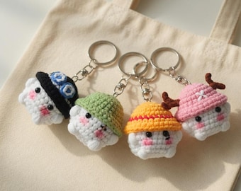 OP Crochet Keychain, Mushroom Plush Charm, Pirate Anime Amigurumi Keychain
