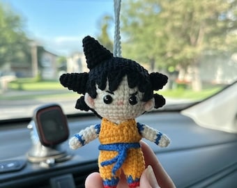 Crochet Dragon Ball Keychain, Anime Car Mirror Charm, Handmade Amigurumi Doll