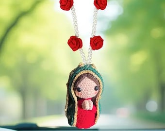 Crochet Virgin Mary Car Charm, Our Lady of Guadalupe, Catholic Gift