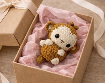 Crochet Monkey Amigurumi Keychain, Mini Plush Animal Charm, Kawaii Bag Accessory