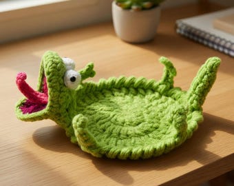 Tom Lizard Popping Coaster Crochet, Funny Lizard Amigurumi Cup Coaster, Funny Crochet Coaster