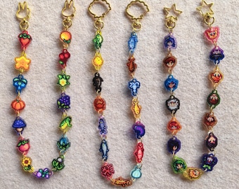 Stardew Valley Acryl-Schlüsselanhänger Set Fruits Crops und NPCs mit Stained Glass Effect Glitter