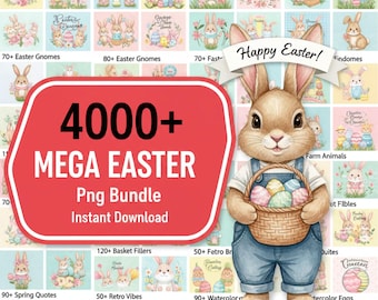 4000+ Easter Mega Bundle, Faux Yarn Easter Png Bunde,  Bunny Face, Egg Crusher, He Is Risen, Dgital Download Superhero Trendy Cartoon Easter