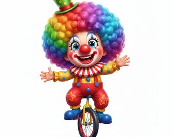 Cute Circus Clipart: Clown PNGs & Carnival Graphics - Commercial Use Digital Stickers  Party Art