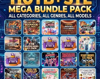 110TB+ STL Mega Bundle Pack , 3D Print Files, Flexi, Wargaming, Cosplay, Millions of STL Files | All-in-One 3D Models Collection, STl Bundle