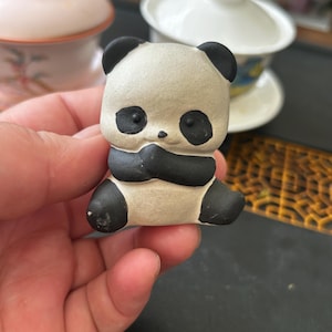 Cute Panda Tea Pet Purple Clay Figurine Mini Animal Teaware Decoration Zen Tea Table Ornament Desk Decor Gift 2141