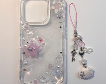 pink star handmade glitter phone case