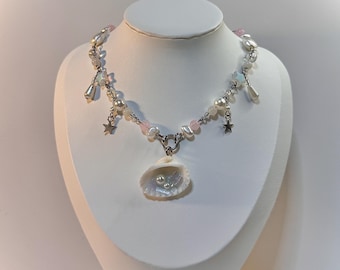 Handmade beaded seashell necklace