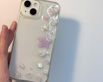 Pink ocean handmade glitter phone case