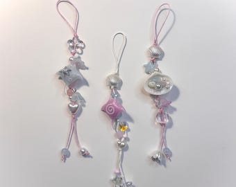 Handmade Resin Seashell Phone Charms – Ocean Beaded Lanyard Accessory