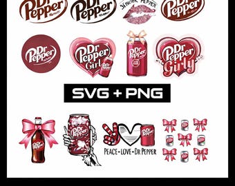 Dr Pepper SVG & PNG Bundle | Soda Logo, Girly Designs, Hearts  Bows | Cricut  Silhouette Cut Files | Instant Download