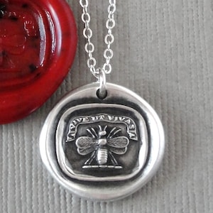 Wax Seal Necklace Bee - Live Life To The Fullest - Antique Wax Seal Jewelry Latin motto Vive Ut Vivas
