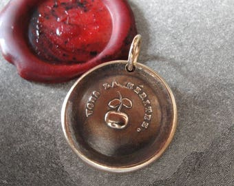 Golden Apple Wax Seal Charm - antique wax seal jewelry pendant You Deserve It - French Congratulations Encouragement motto