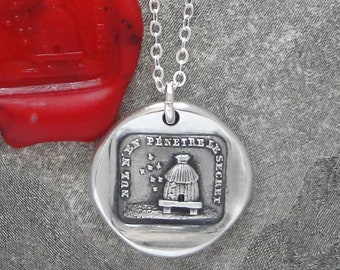 Secrets - Wax Seal Necklace with Beehive - Honey Bee antique wax seal charm jewelry French motto