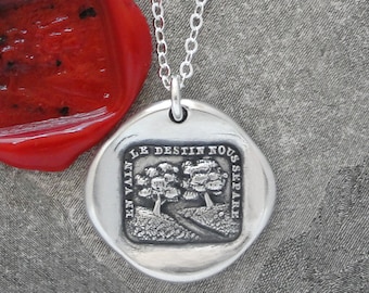 Wax Seal Necklace In Vain Destiny Separates Us - Trees Antique Wax Seal Charm Jewelry