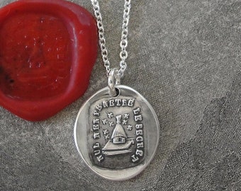 Beehive Wax Seal Necklace - No One Penetrates My Secrets - antique bee wax seal charm jewelry in silver