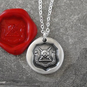 Nothing In Life Is Permanent - Wax Seal Necklace Leopard Head Antique Wax Seal Jewelry Latin Motto In Silver