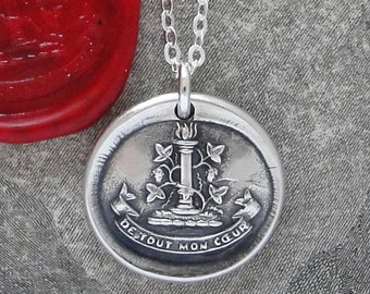 Love You With All My Heart - Wax Seal Necklace Eternal Flames of Fire - Antique Wax Seal Jewelry