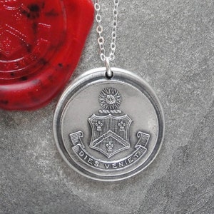 The Day Will Come - Wax Seal Necklace - Silver Sun Crest Splendor Antique Wax Seal Jewelry